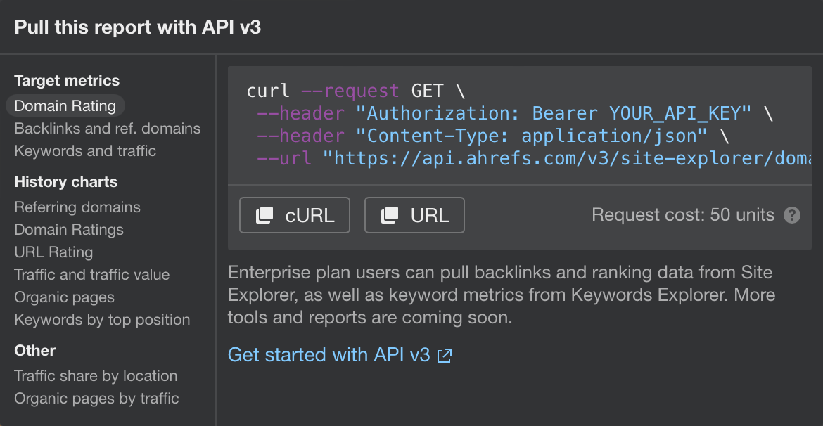 Извлеките этот отчет с помощью API v3